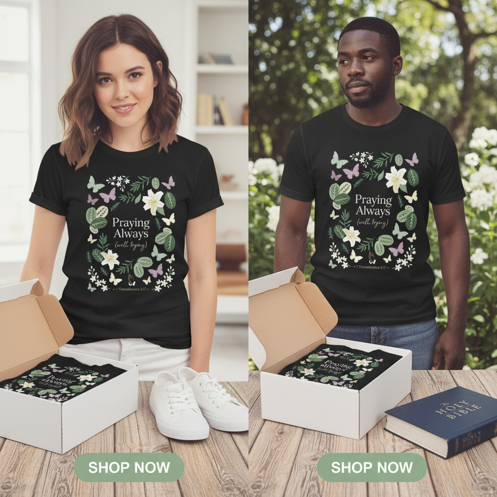 Praying Always (Well, Trying) T-Shirt_dual_model_life
