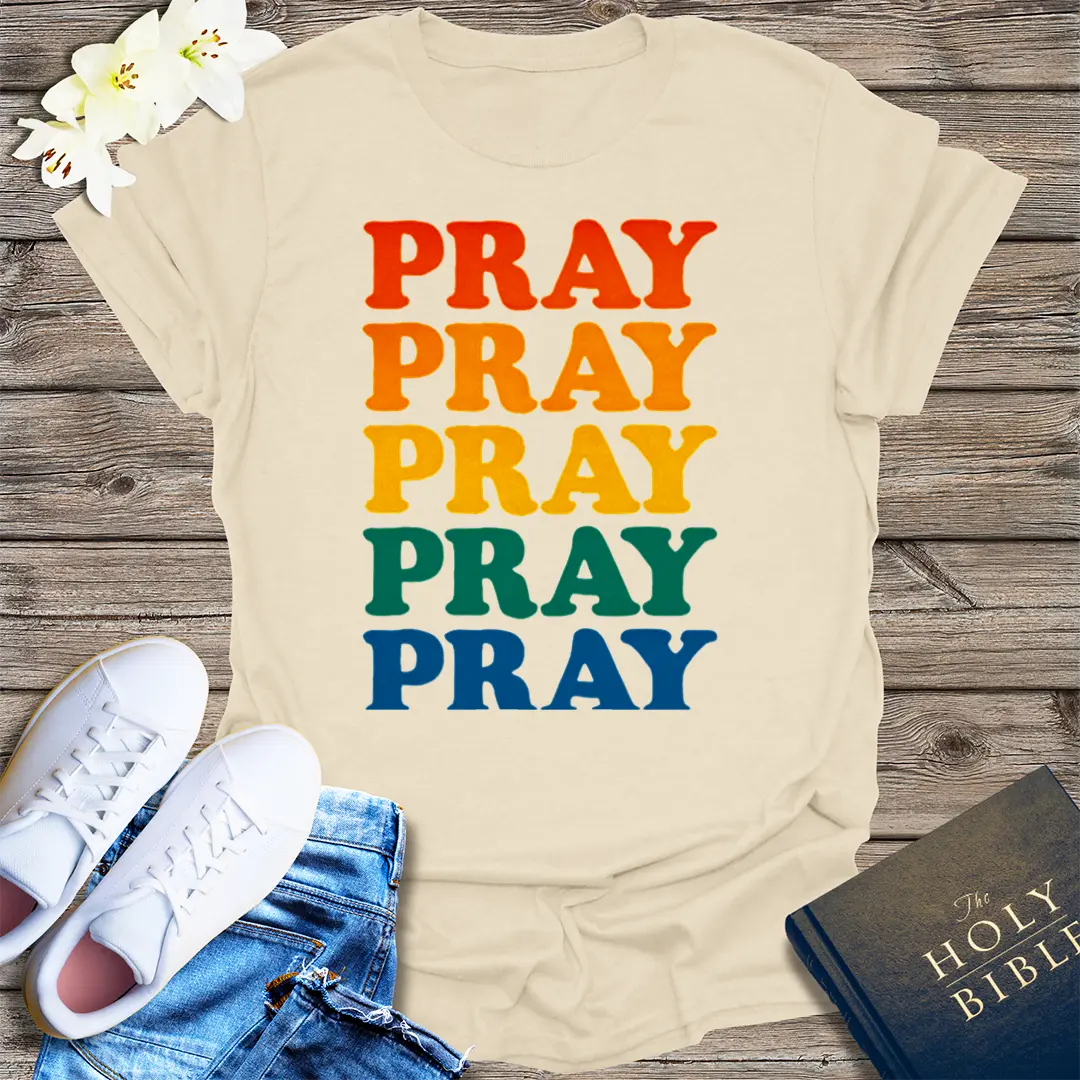 Bold Retro Pray T-Shirt - Natural