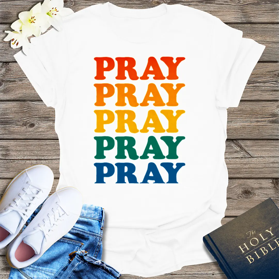 Bold Retro Pray T-Shirt - White