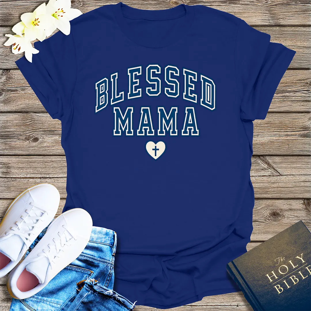Blessed Mama T-Shirt - Navy