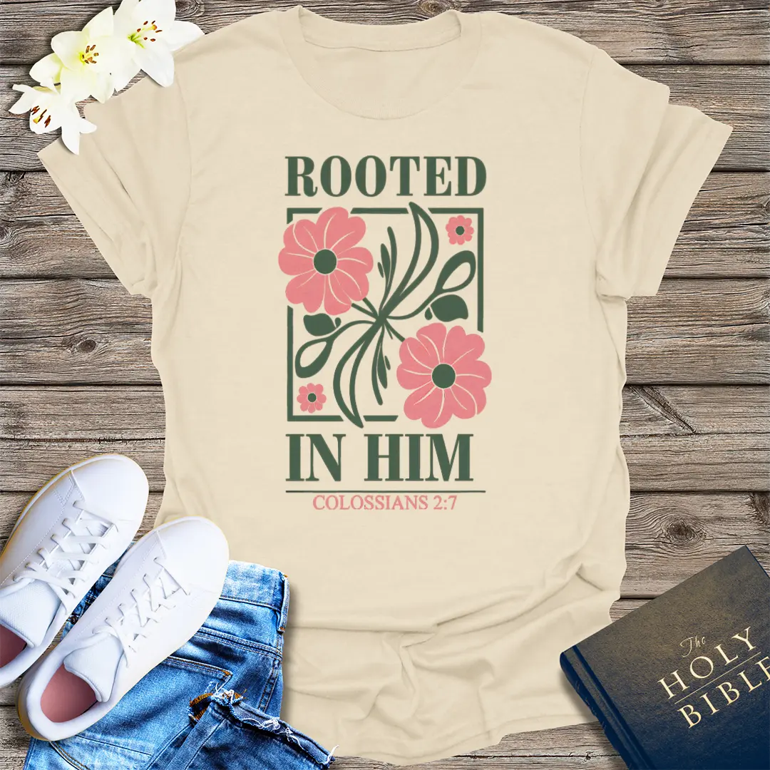 Rooted in Him T-Shirt - Natural
