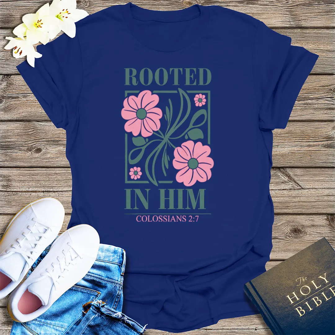 Rooted in Him T-Shirt - Navy