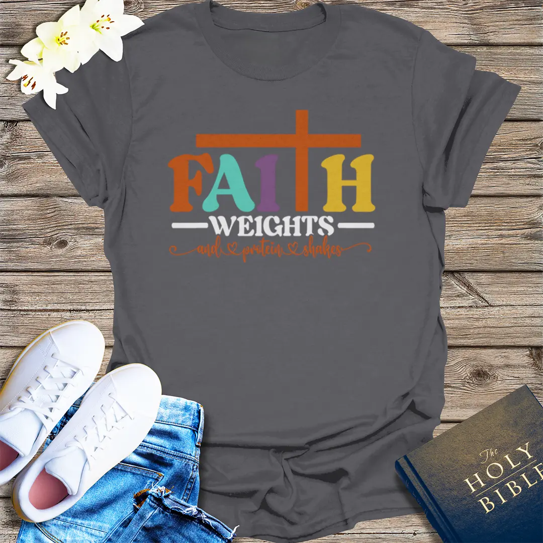 Faith and Protein Shakes T-Shirt - Charcoal