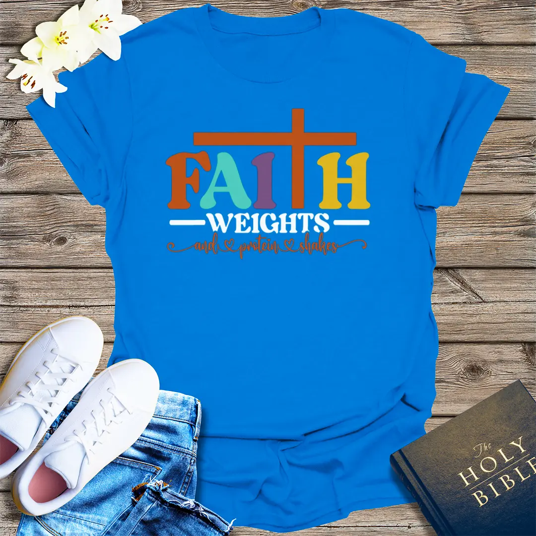 Faith and Protein Shakes T-Shirt - Royal