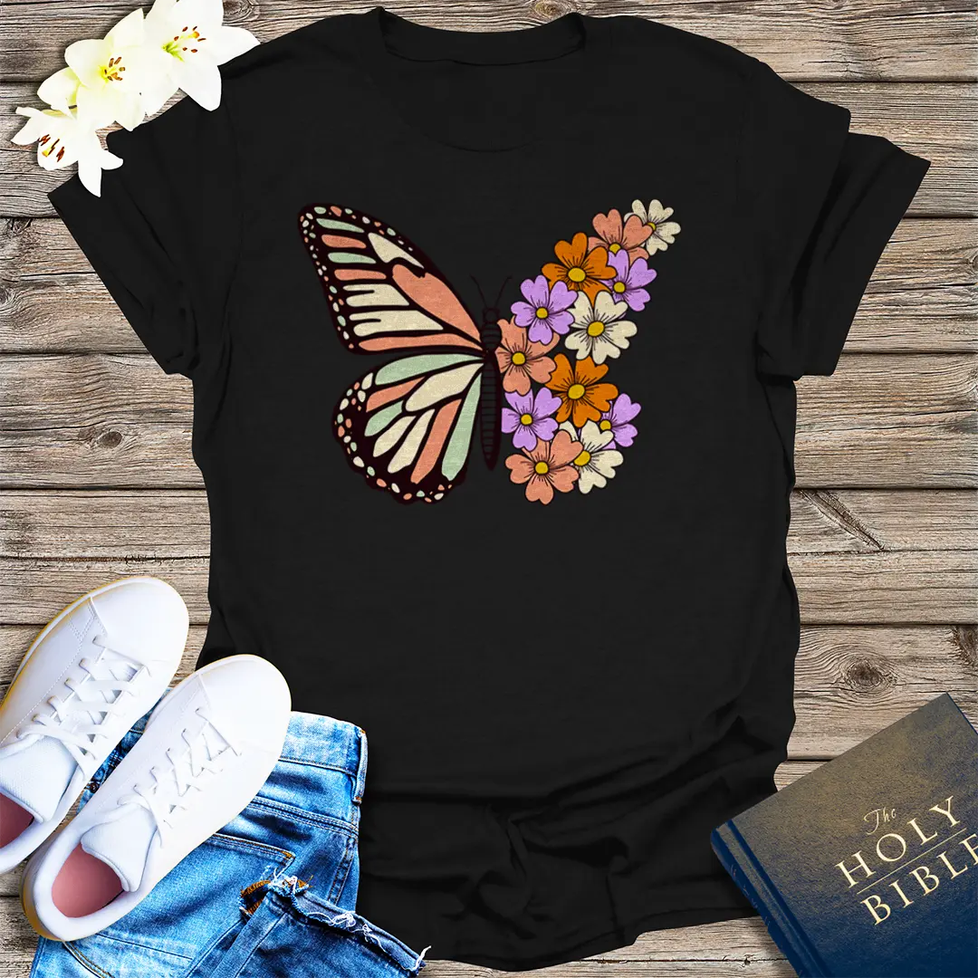 Bloom with Grace Butterfly T-Shirt - Black