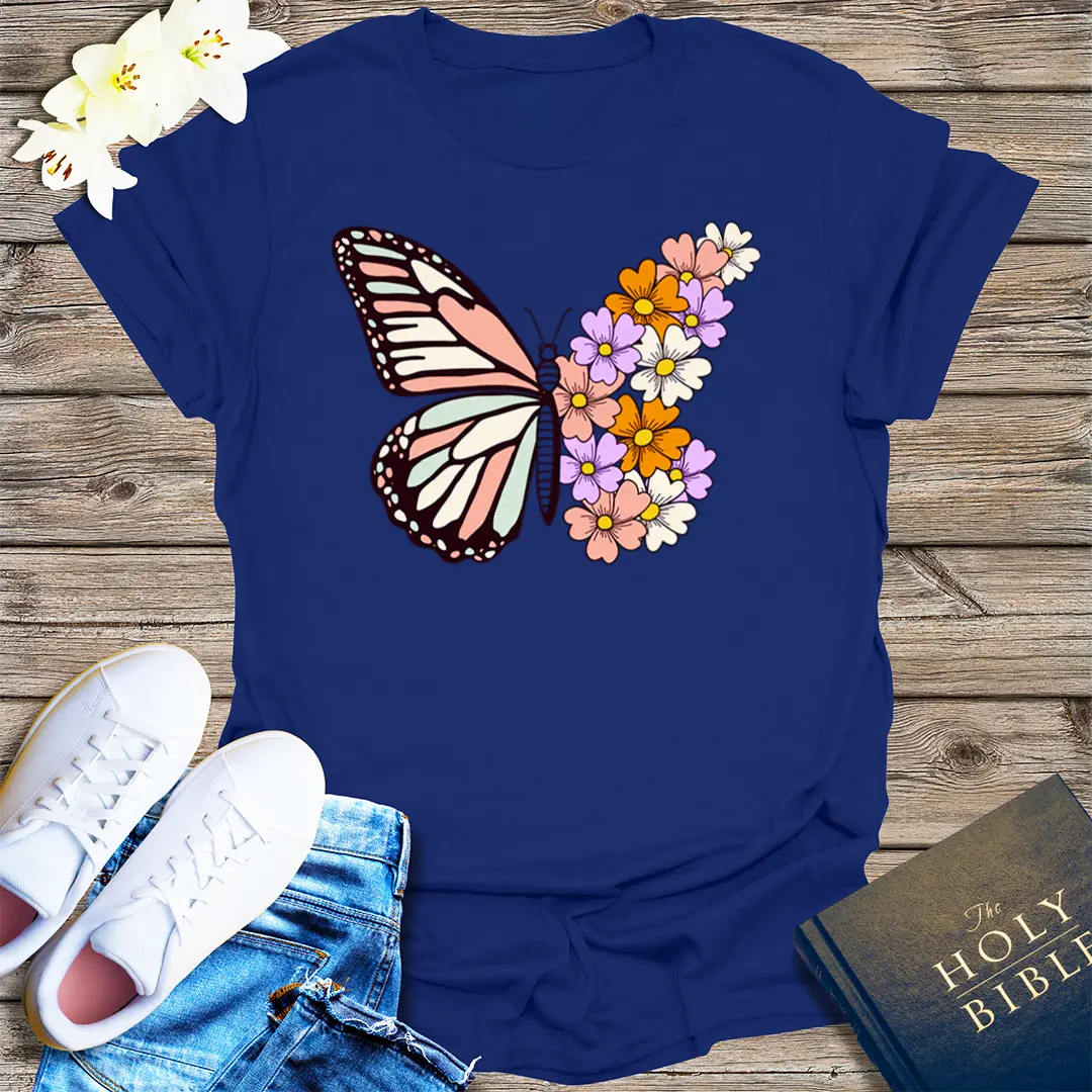 Bloom with Grace Butterfly T-Shirt - Navy