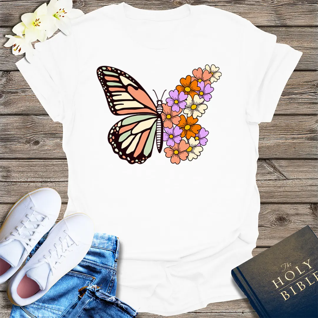 Bloom with Grace Butterfly T-Shirt - White