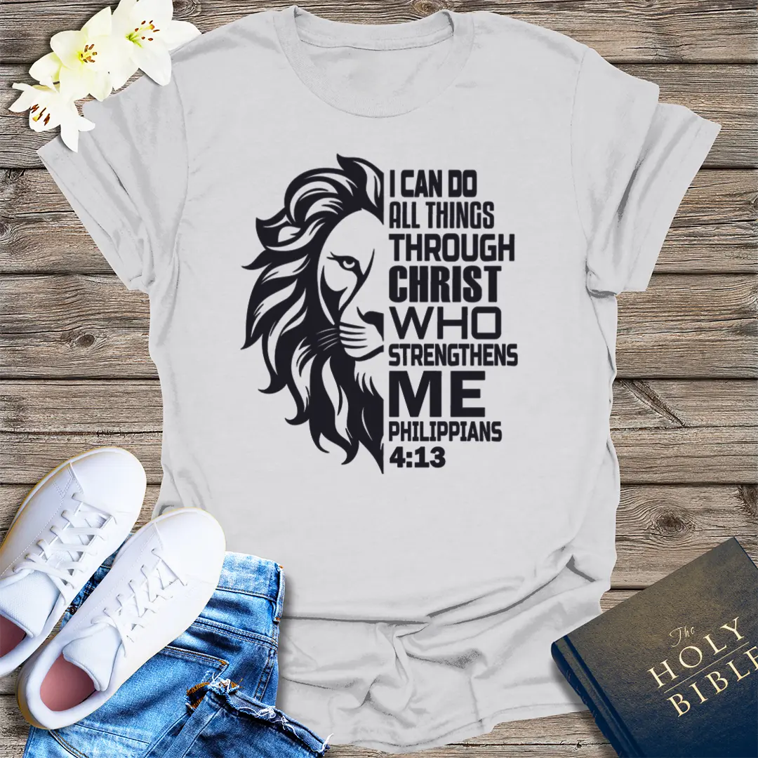 Lion of Strength T-Shirt - Ice Grey