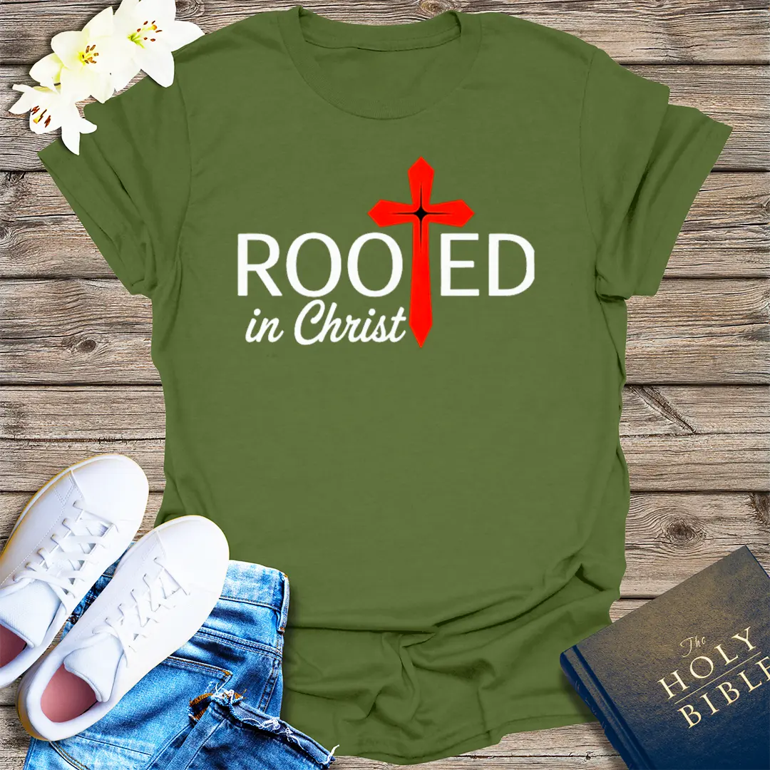 Rooted in Christ T-Shirt - Military Green