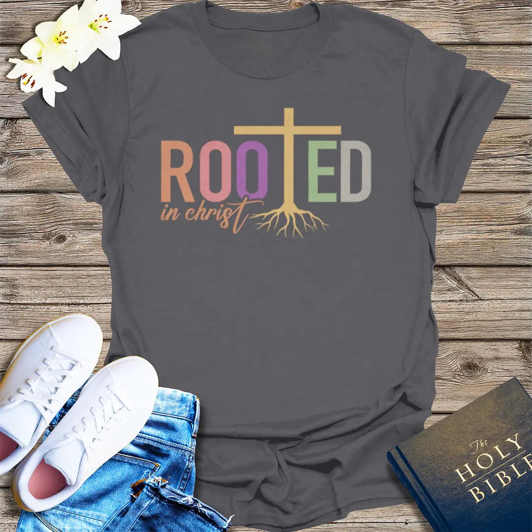 Rooted in Christ T-Shirt - Charcoal