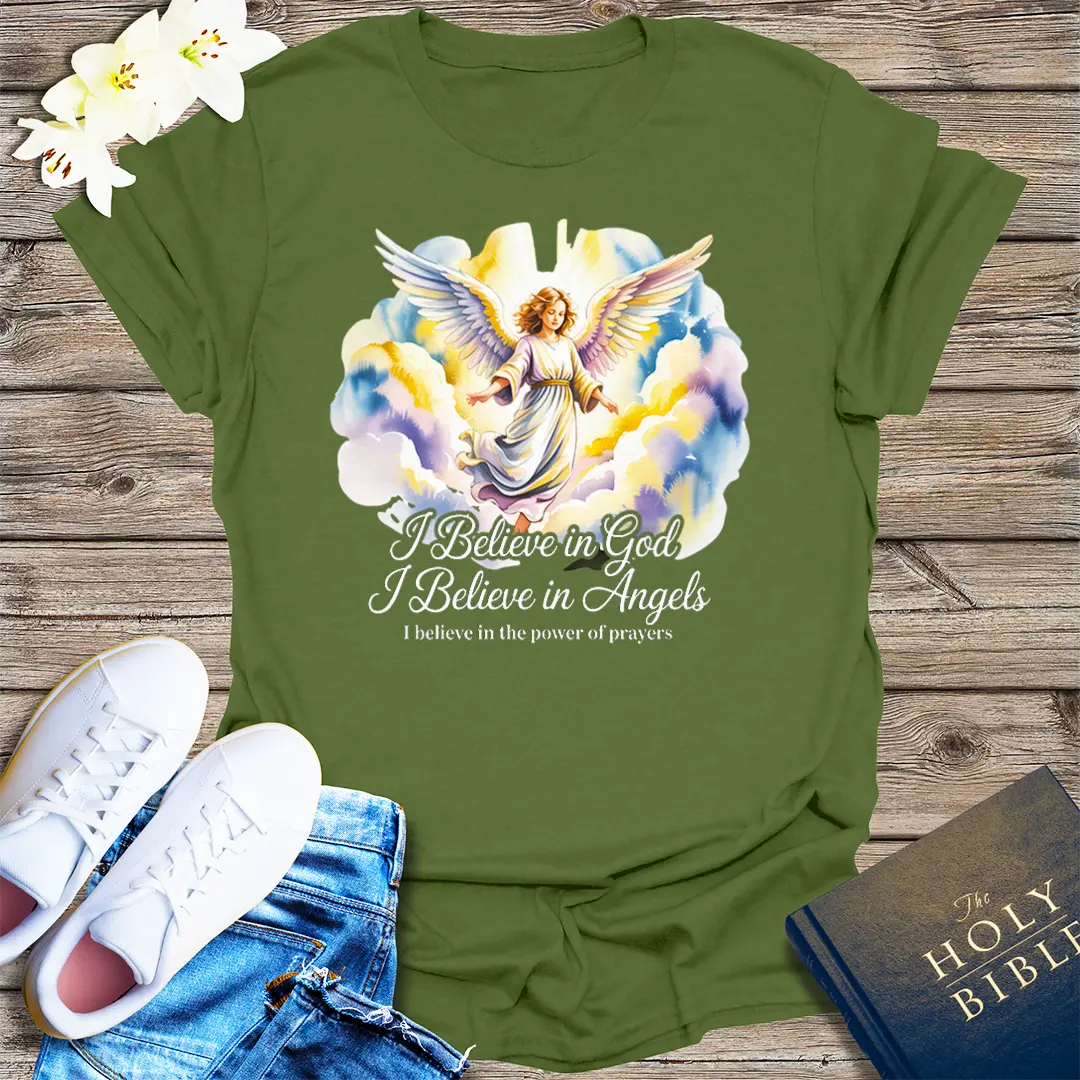 I Believe in Angels T-Shirt - Military Green