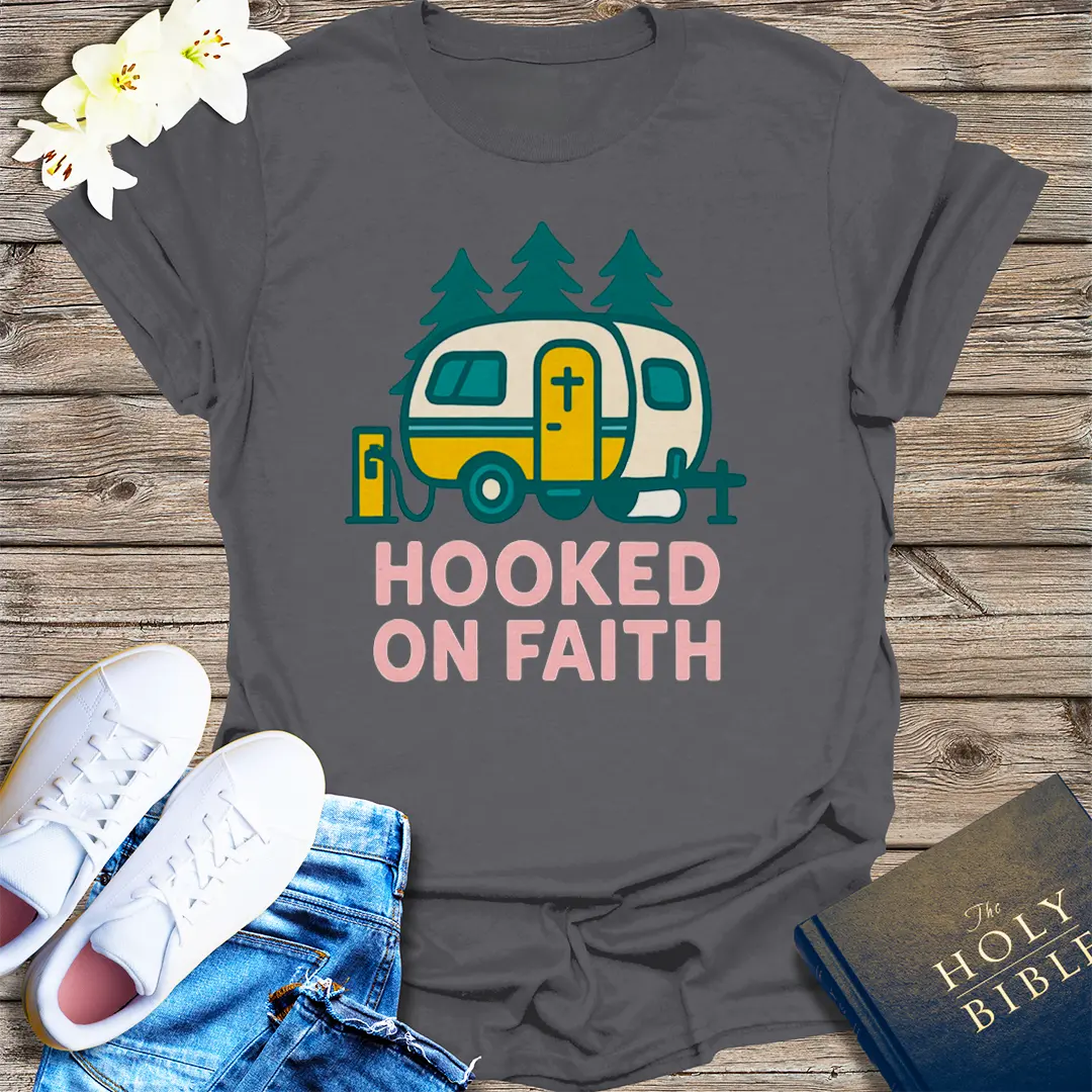 Hooked on Faith T-Shirt - Charcoal