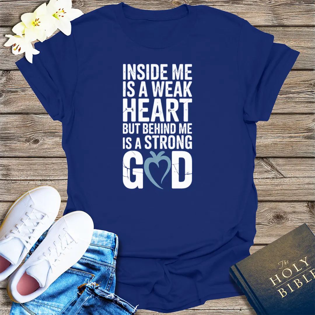 Strong God, Weak Heart T-Shirt - Navy