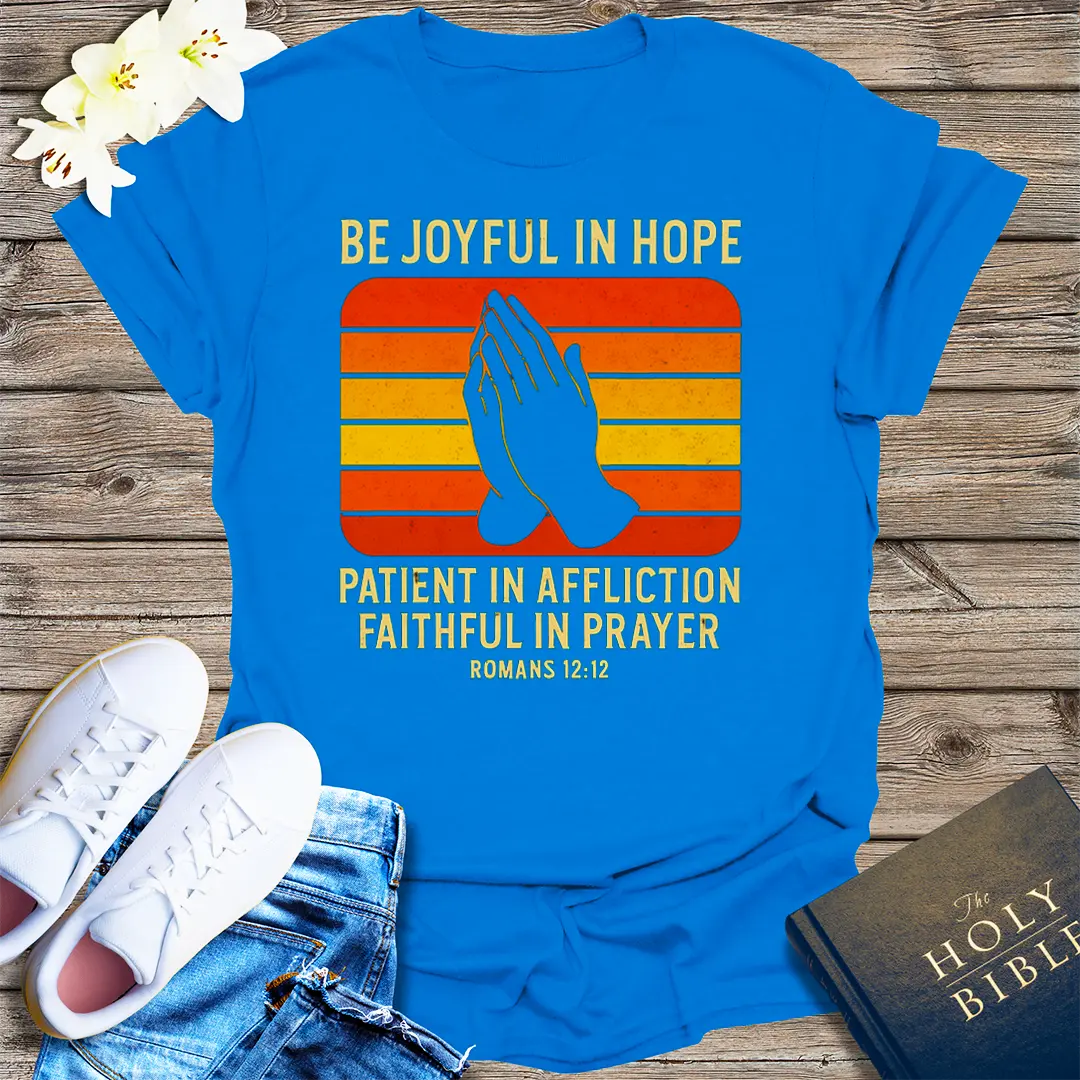 Joyful in Hope Retro Prayer T-Shirt - Royal