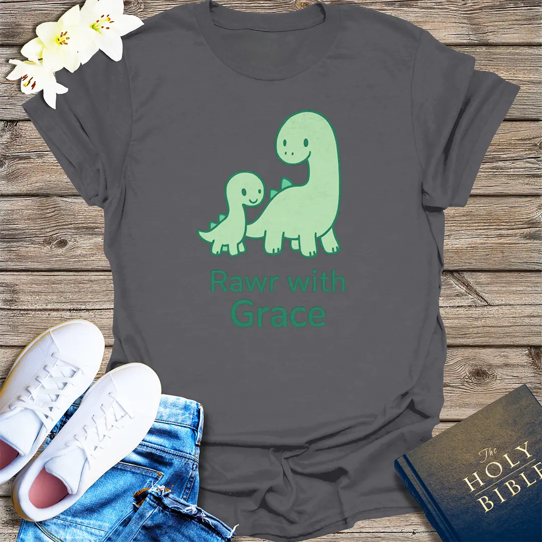 Rawr with Grace T-Shirt - Charcoal