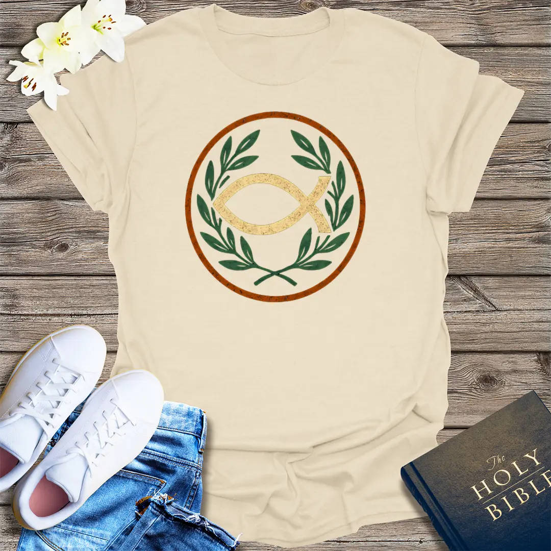 Ichthys Laurel Emblem T-Shirt - Natural