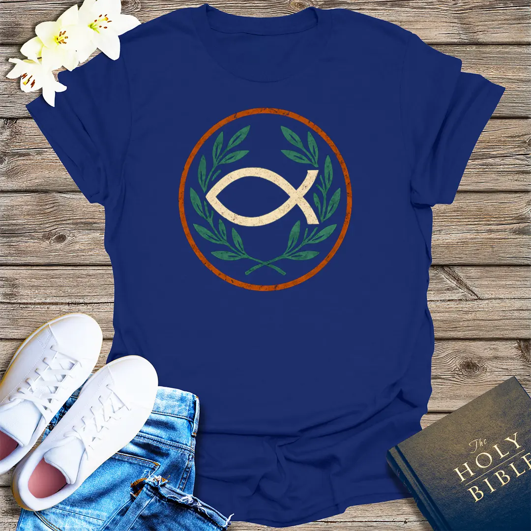 Ichthys Laurel Emblem T-Shirt - Navy