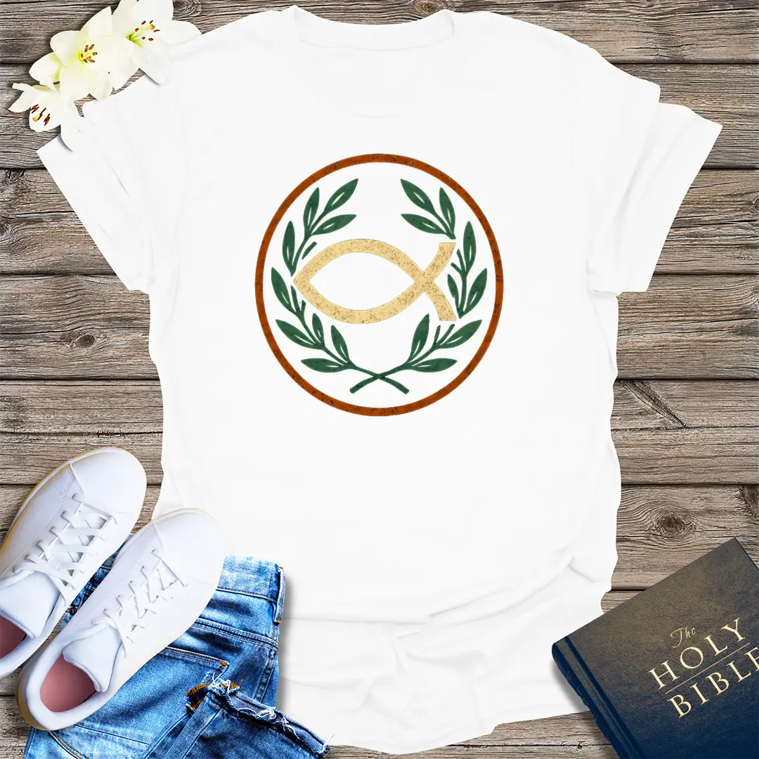 Ichthys Laurel Emblem T-Shirt - White