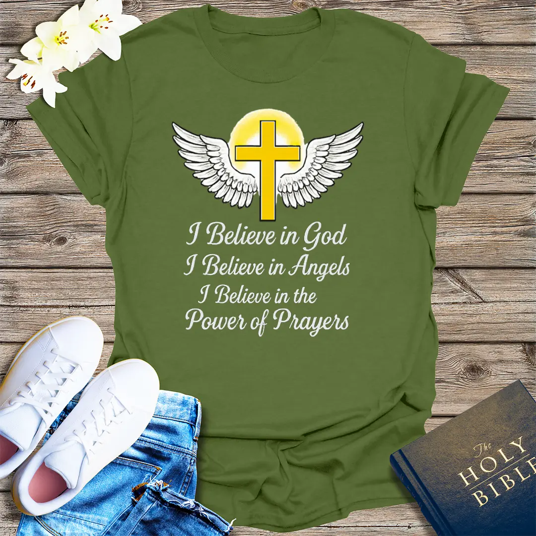 Faith and Angels T-Shirt - Military Green