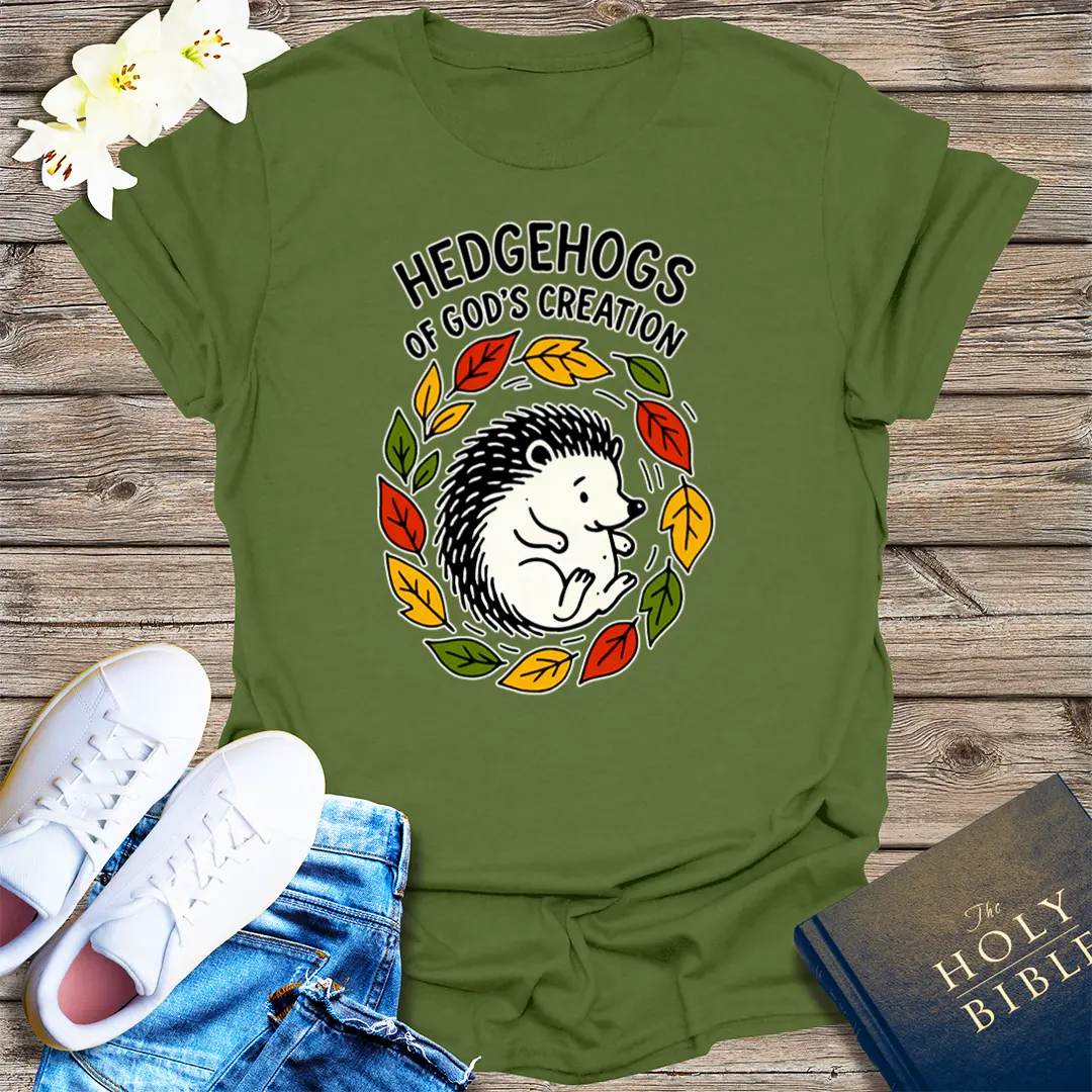 Hedgehogs of God's Creation T-Shirt - Military Green