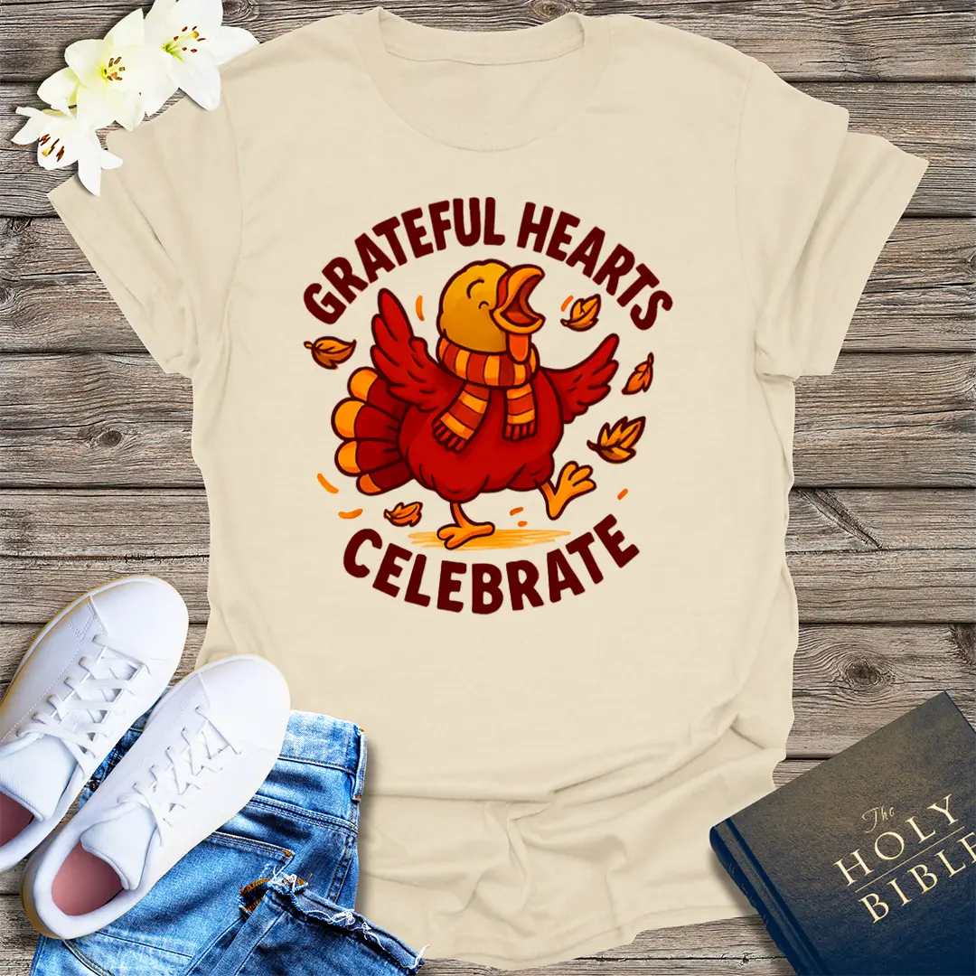 Grateful Hearts Celebrate T-Shirt - Natural