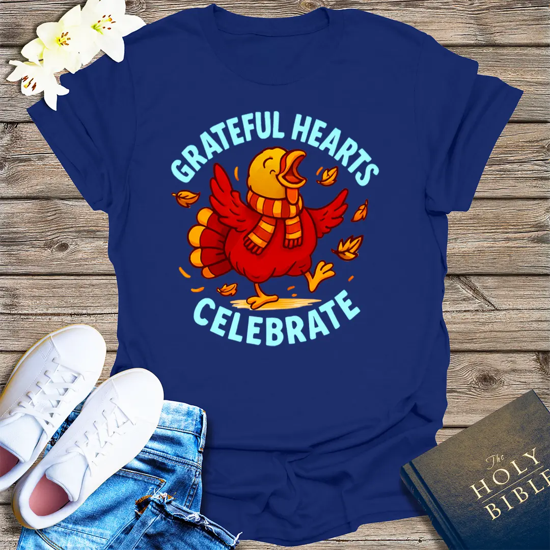 Grateful Hearts Celebrate T-Shirt - Navy