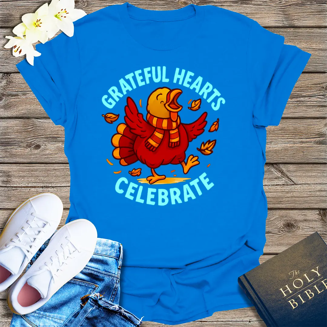 Grateful Hearts Celebrate T-Shirt - Royal