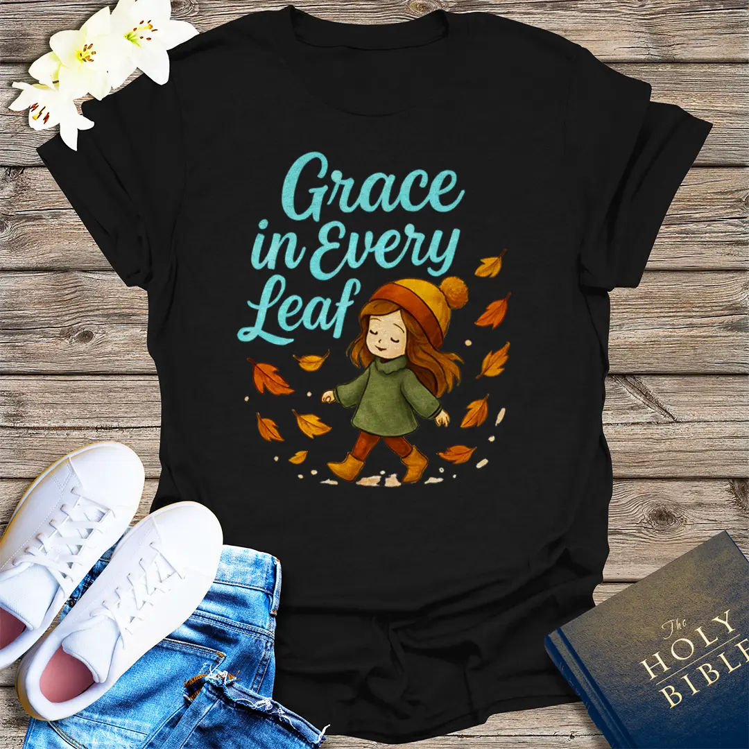 Grace in Every Leaf T-Shirt - Black
