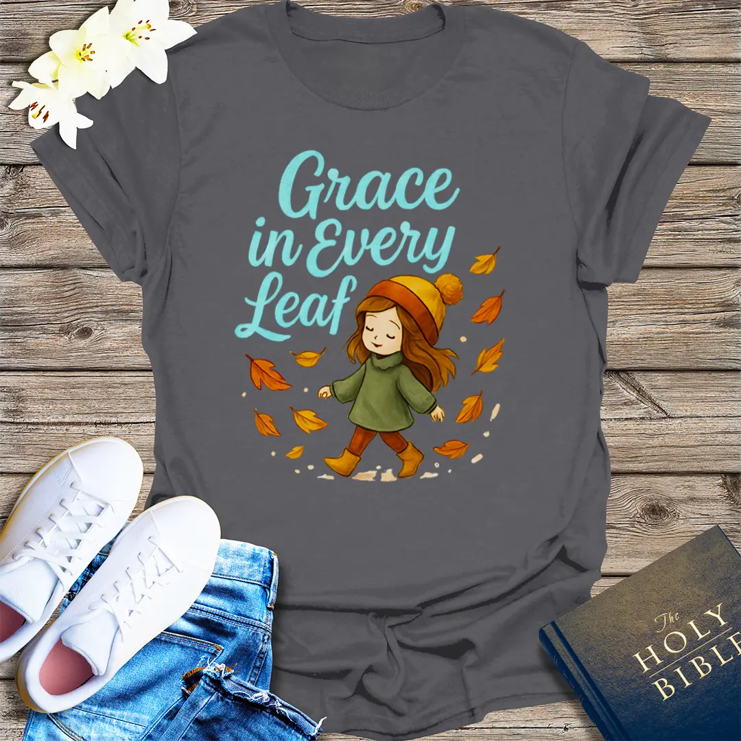 Grace in Every Leaf T-Shirt - Charcoal