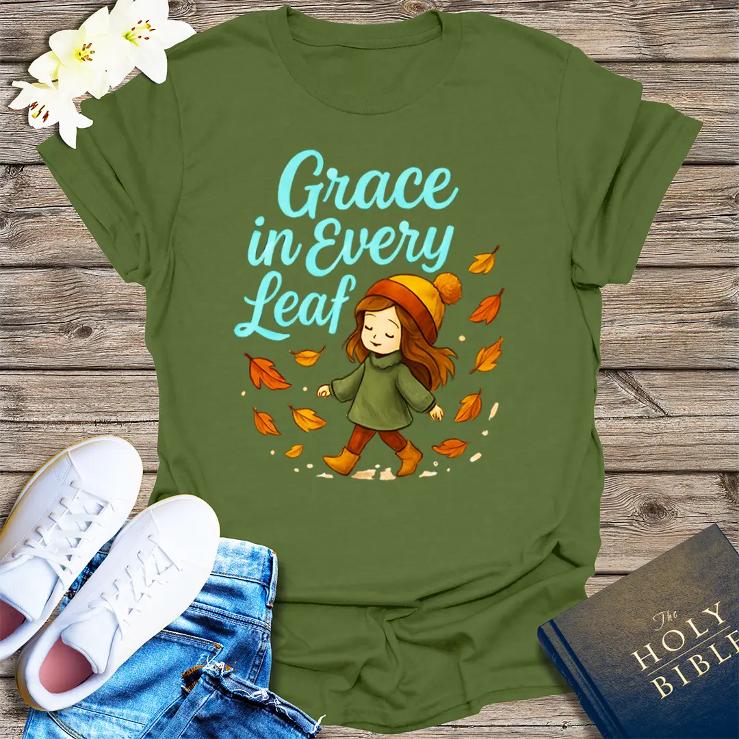 Grace in Every Leaf T-Shirt - Military Green
