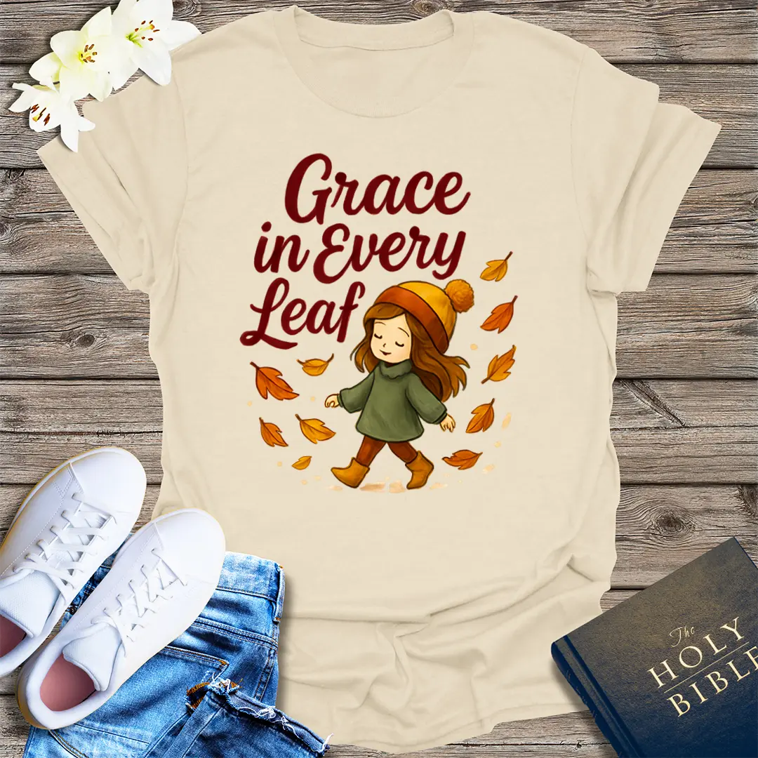 Grace in Every Leaf T-Shirt - Natural