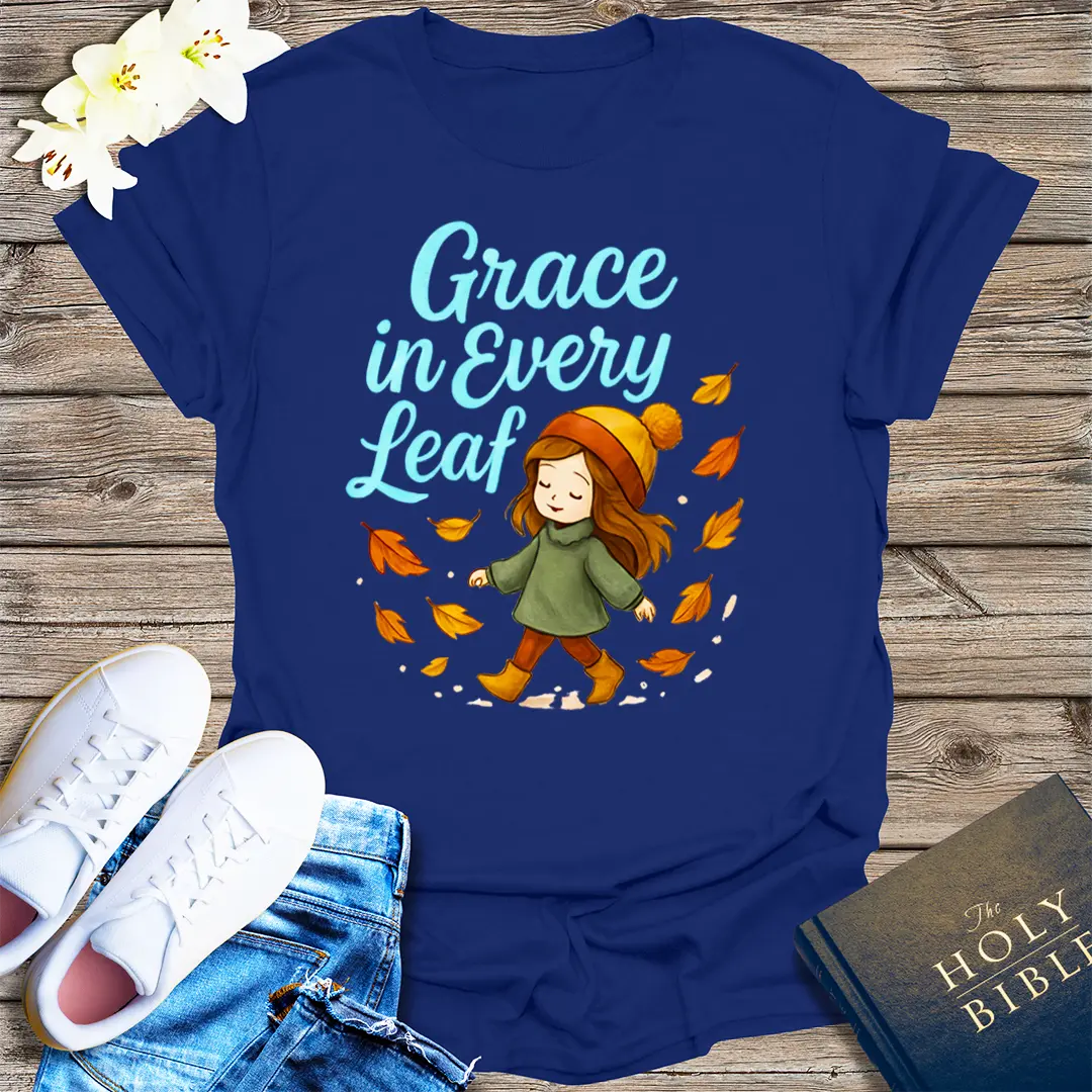 Grace in Every Leaf T-Shirt - Navy