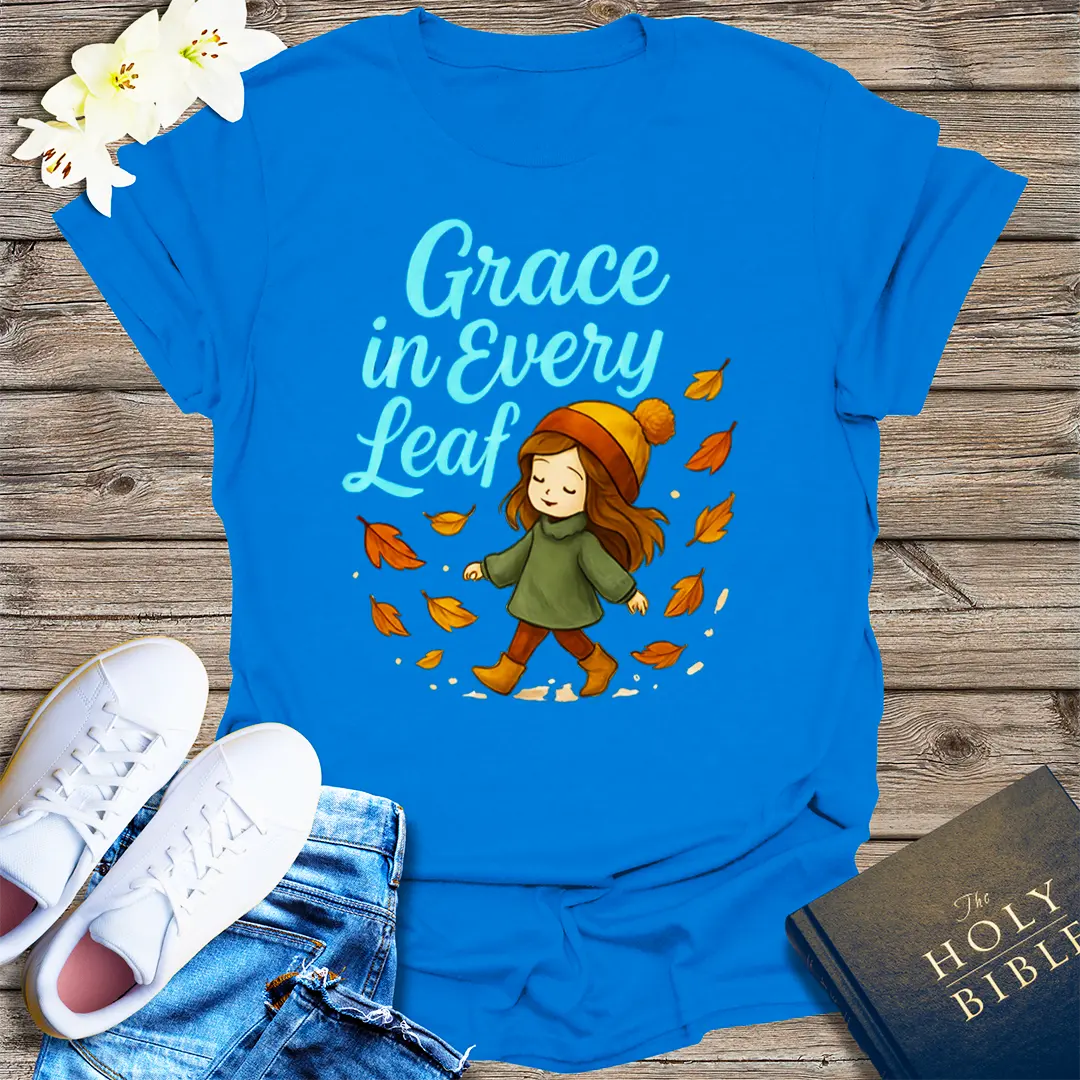 Grace in Every Leaf T-Shirt - Royal