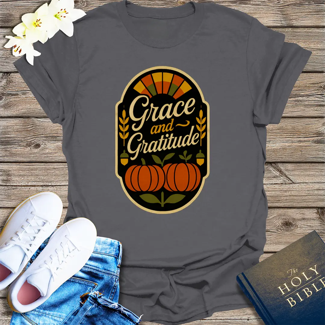Grace and Gratitude T-Shirt - Charcoal