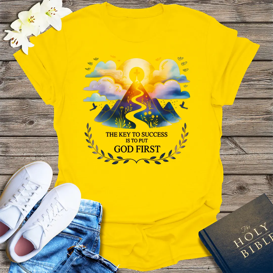 God First Mountain Path T-Shirt - Daisy