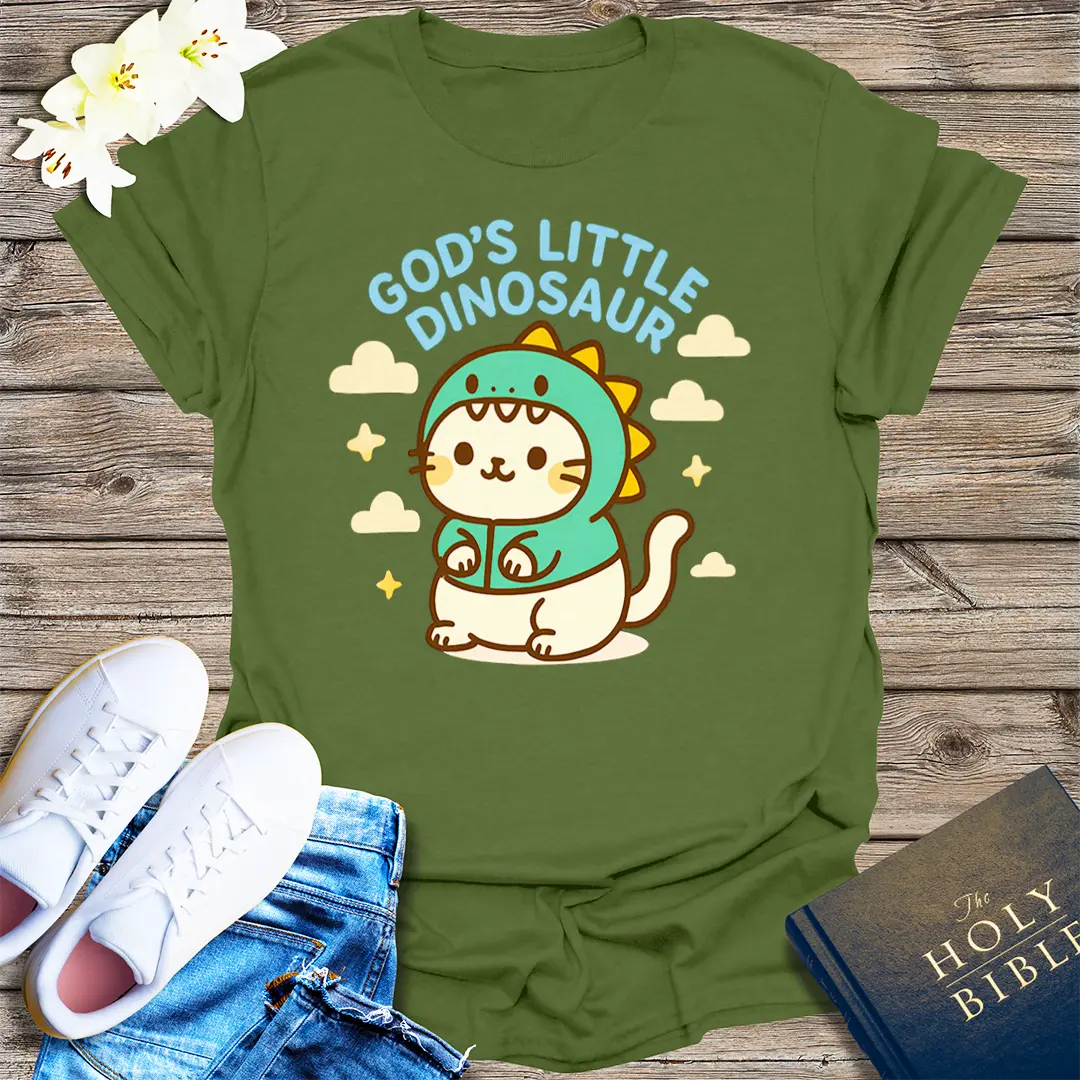 God's Little Dinosaur T-Shirt - Military Green