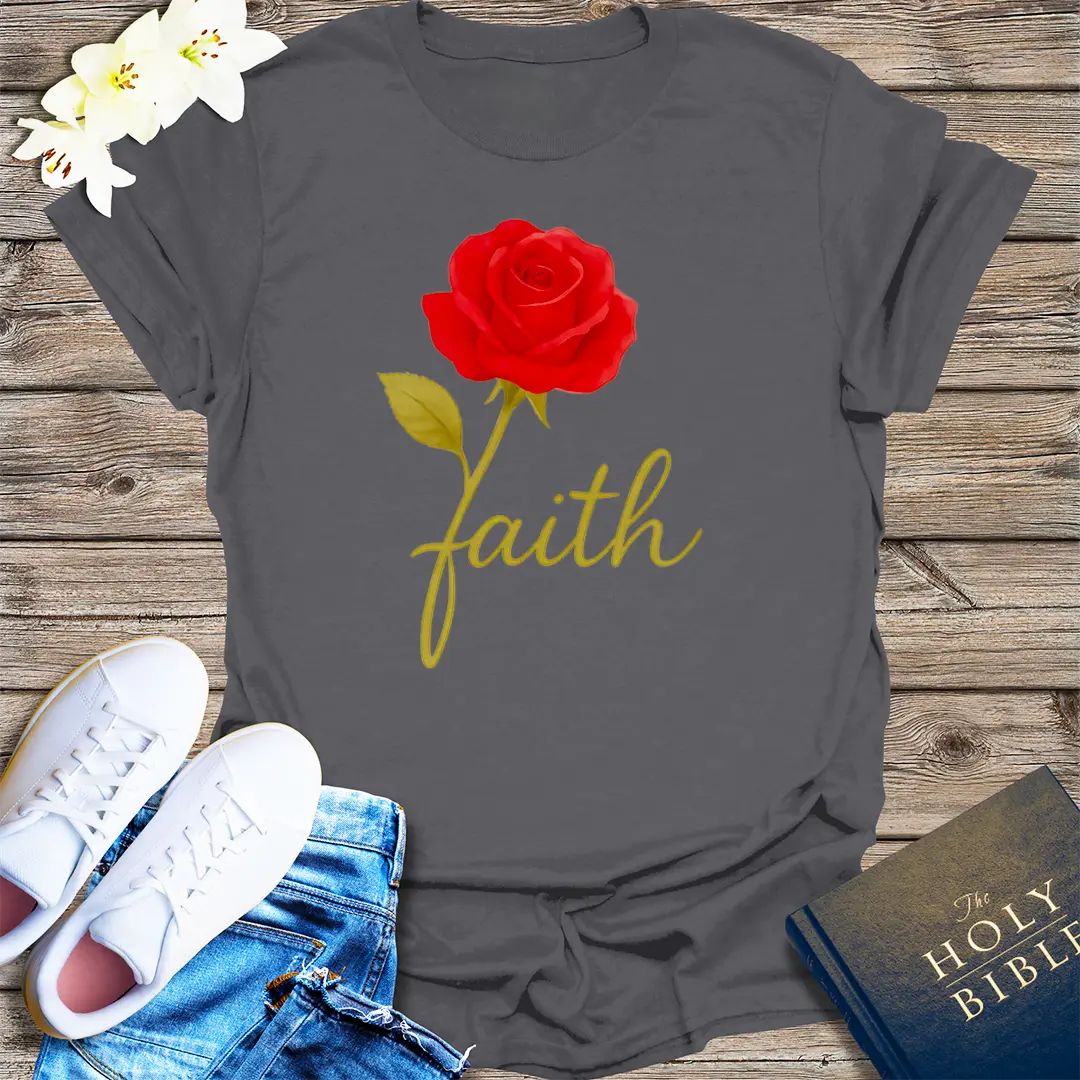 Rose of Faith T-Shirt - Charcoal