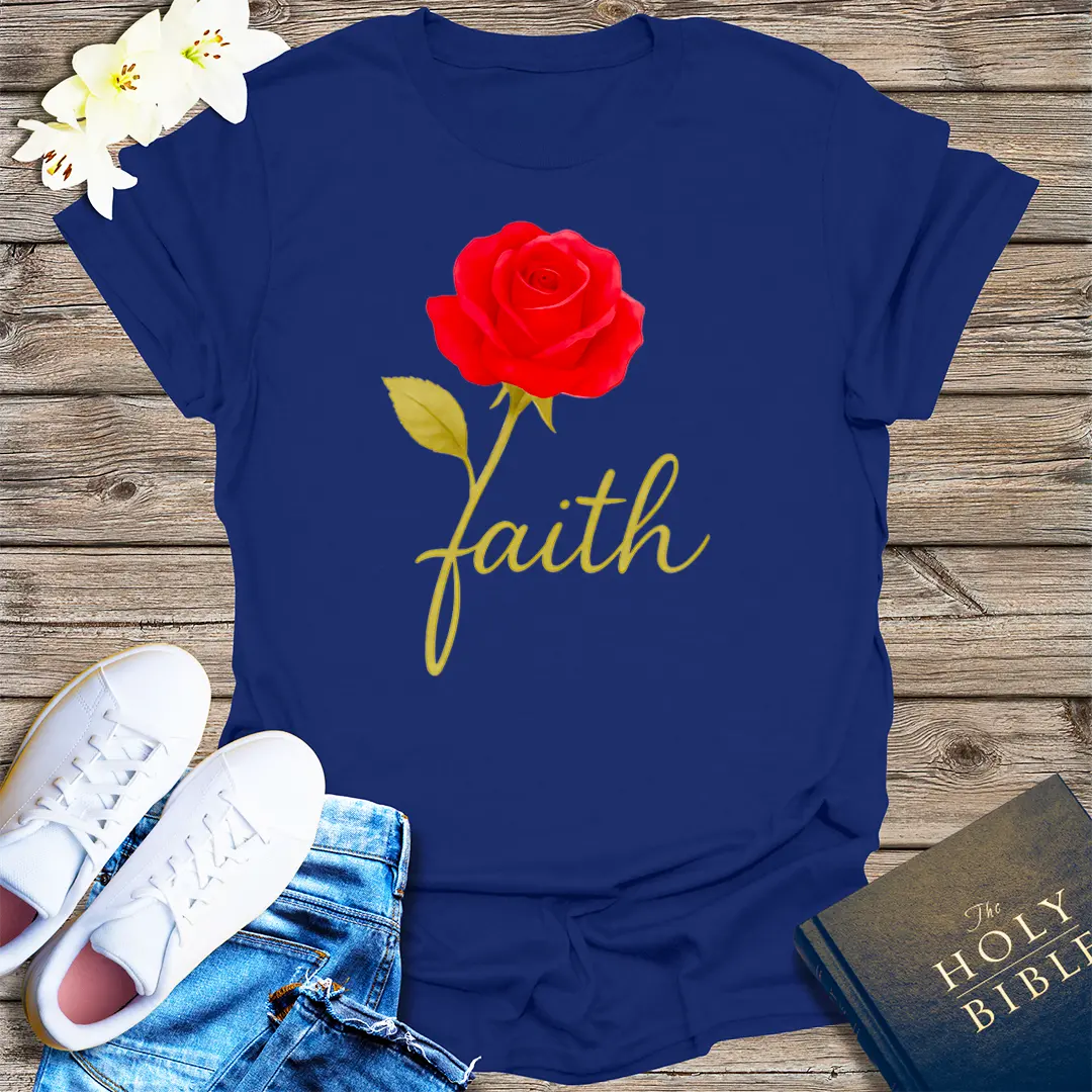 Rose of Faith T-Shirt - Navy