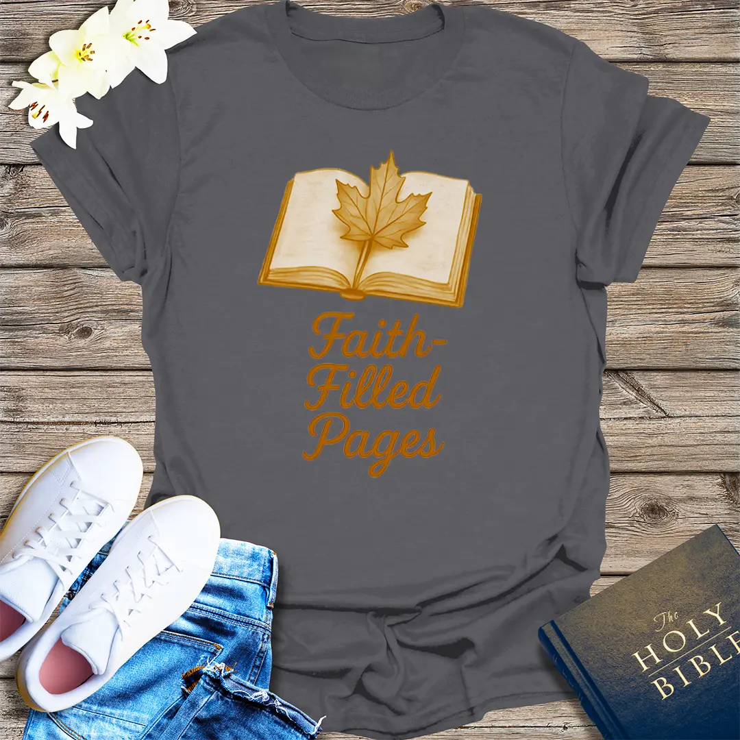 Faith-Filled Pages T-Shirt - Charcoal