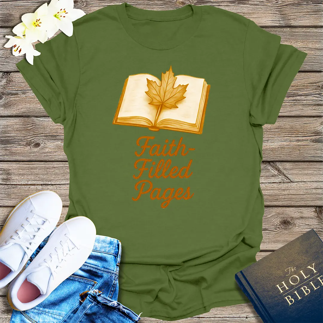 Faith-Filled Pages T-Shirt - Military Green