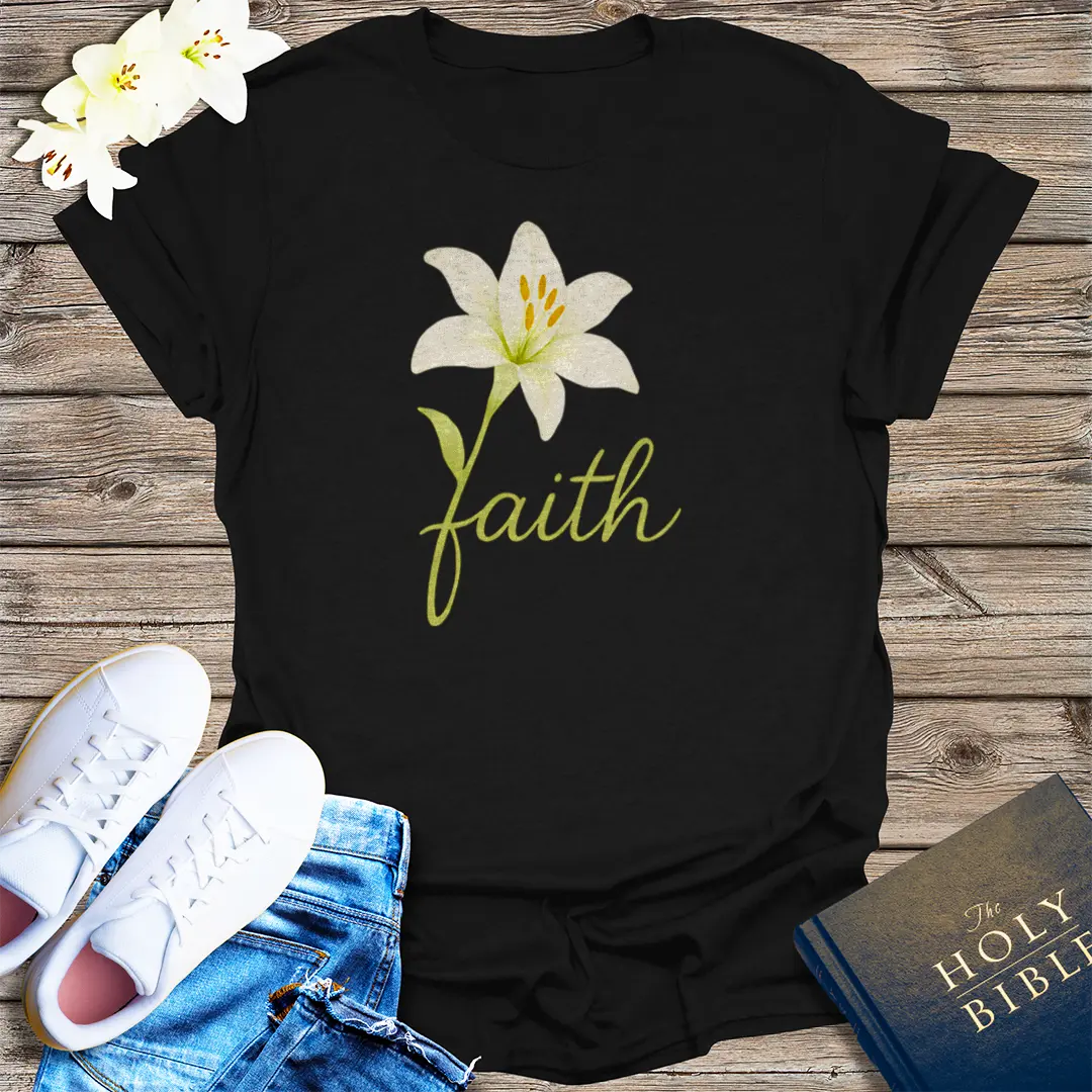 Floral Faith Bloom T-Shirt - Black