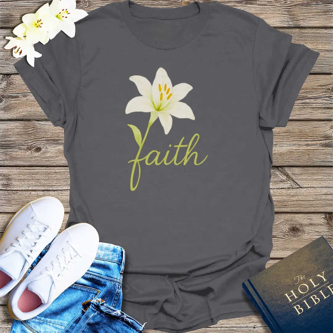 Floral Faith Bloom T-Shirt - Charcoal