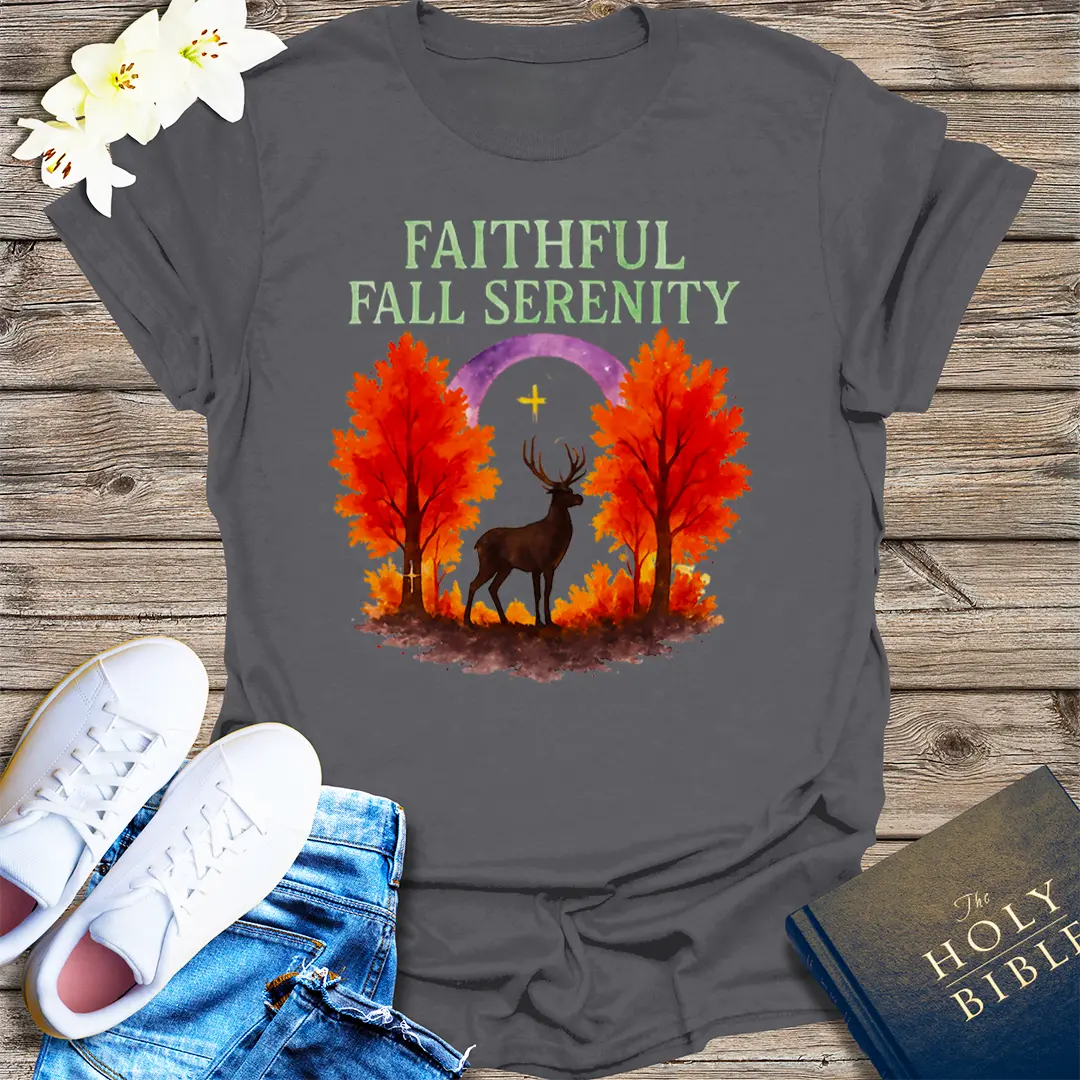 Faithful Fall Serenity T-Shirt - Charcoal