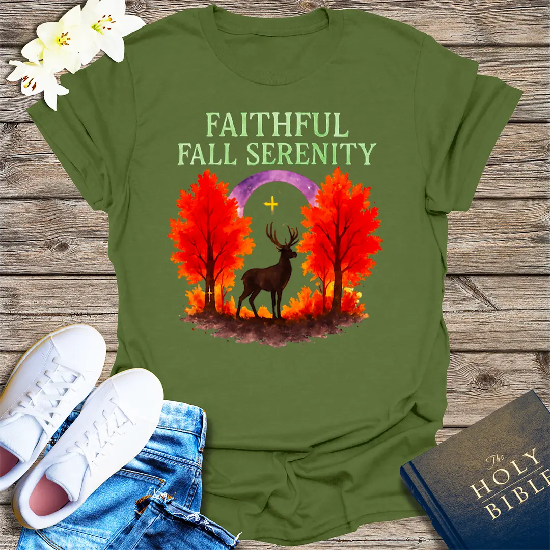 Faithful Fall Serenity T-Shirt - Military Green