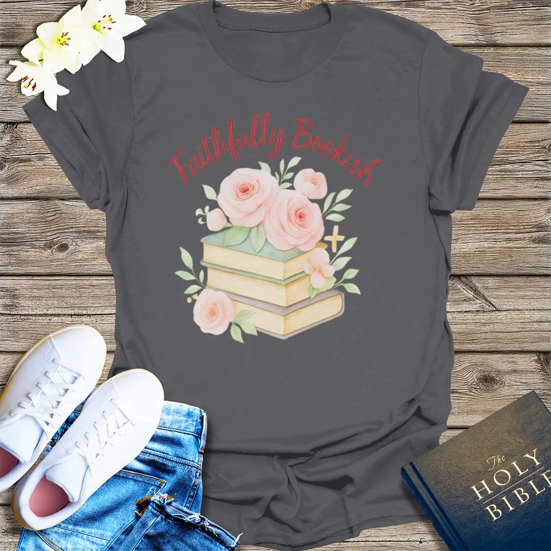 Faithfully Bookish T-Shirt - Charcoal