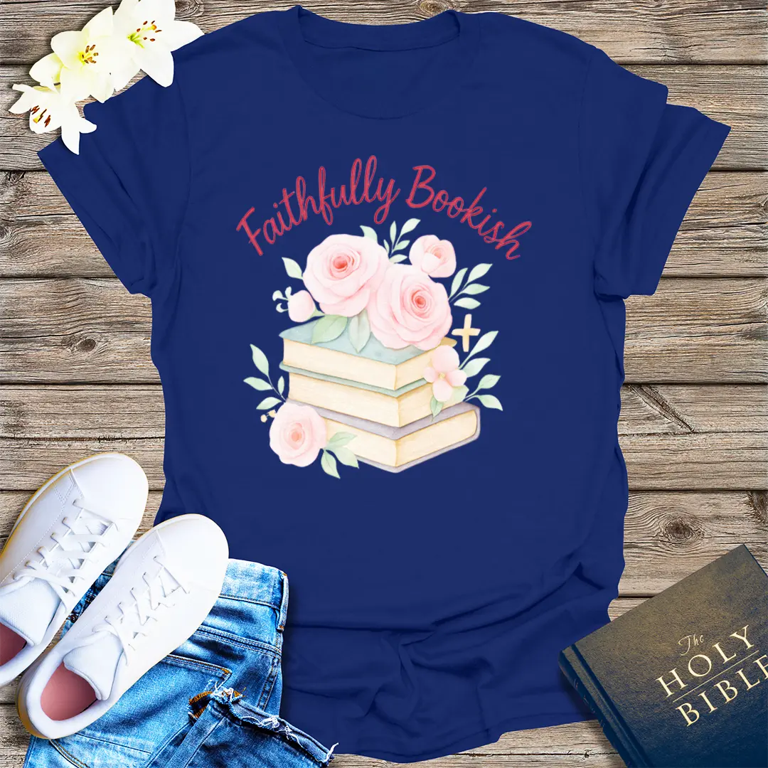 Faithfully Bookish T-Shirt - Navy