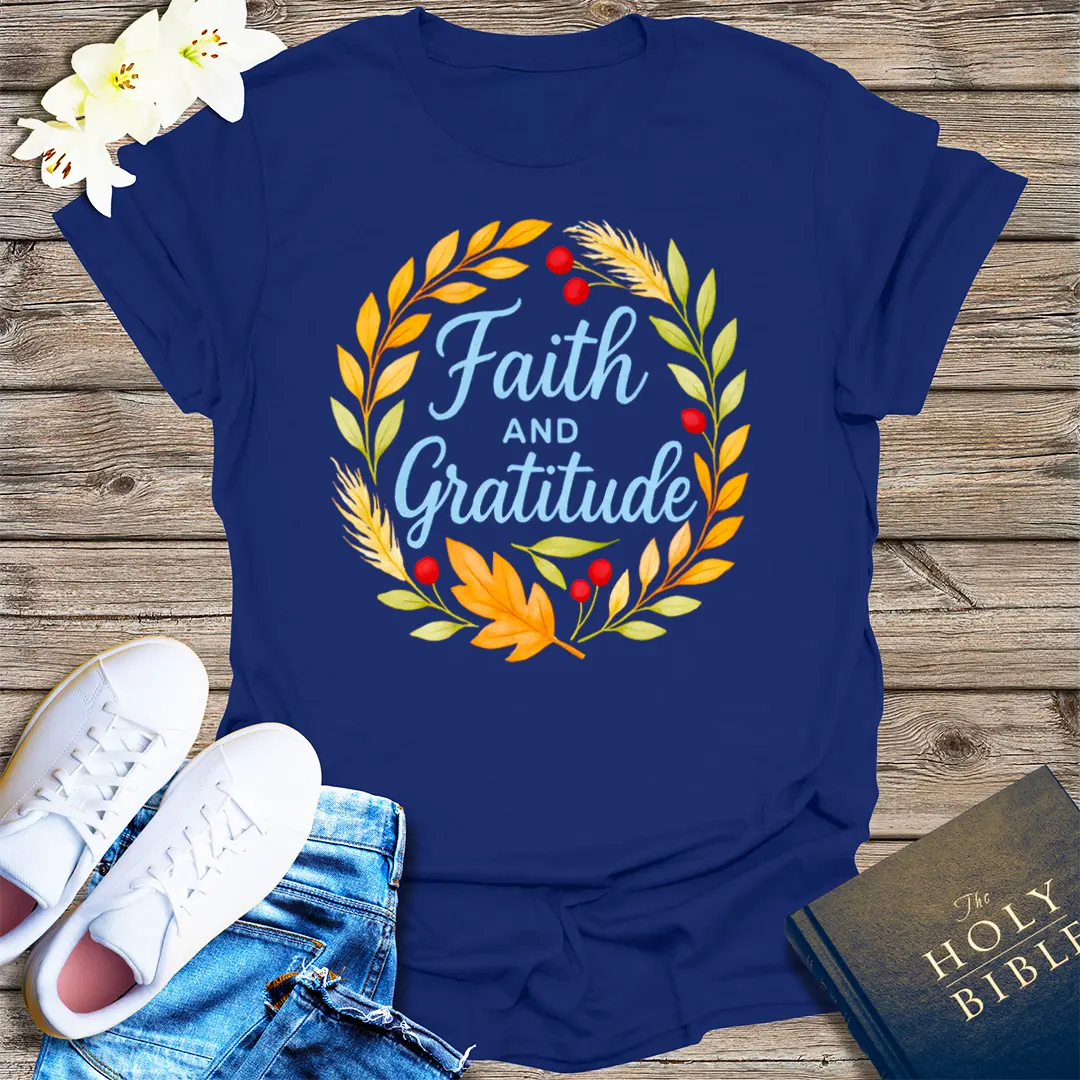 Faith and Gratitude T-Shirt - Navy