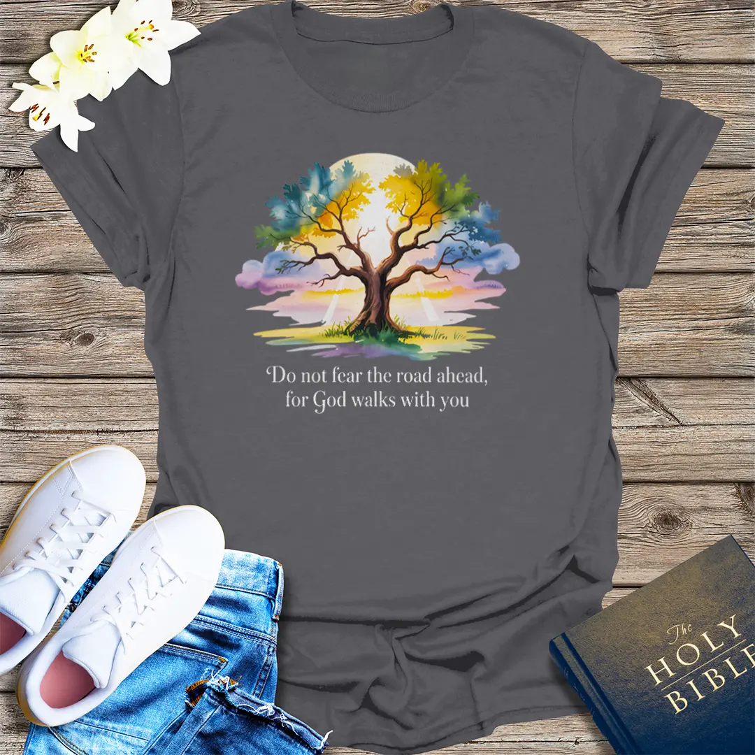 God Walks With You T-Shirt - Charcoal