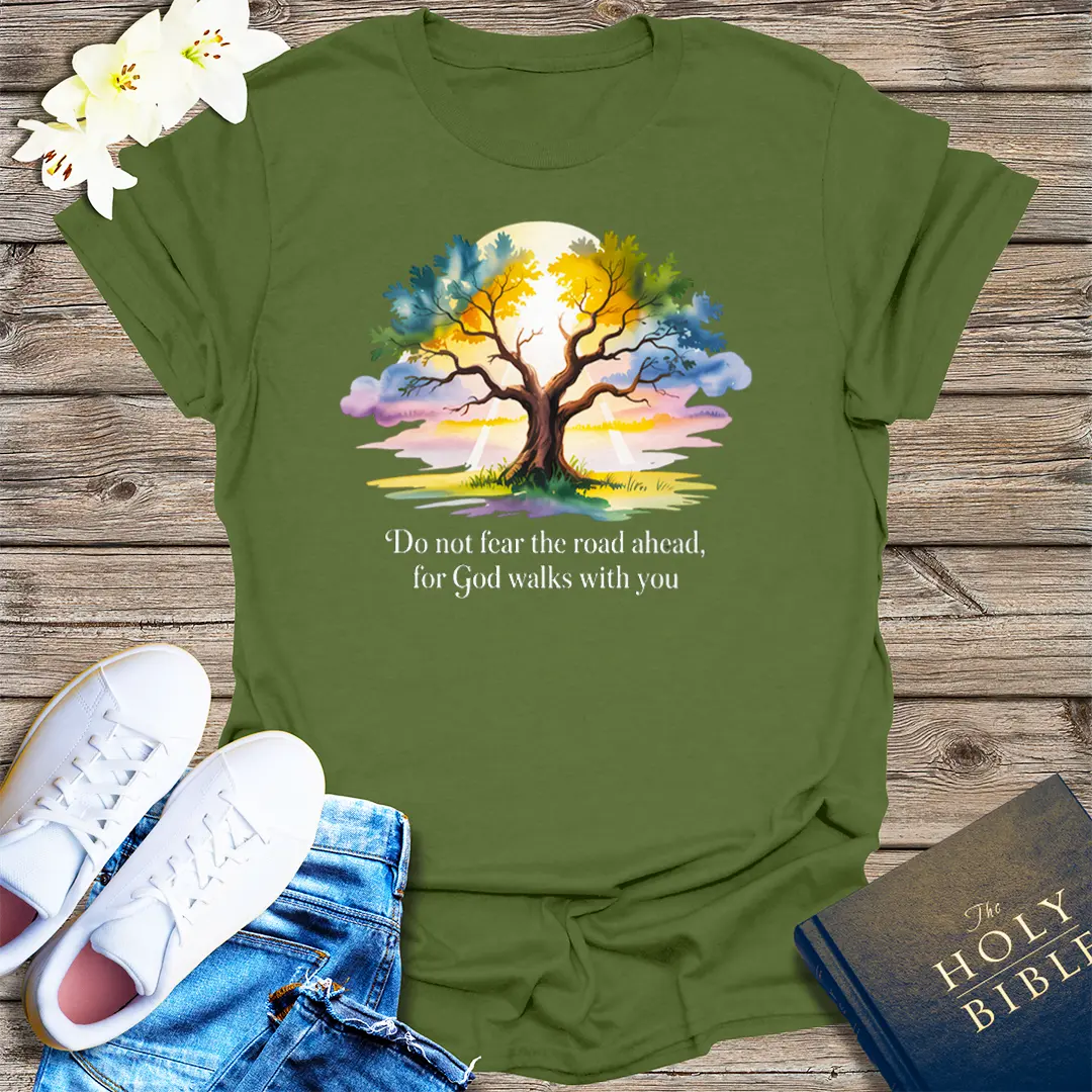 God Walks With You T-Shirt - Military Green