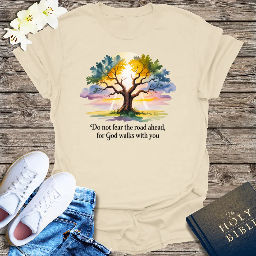 God Walks With You T-Shirt - Natural